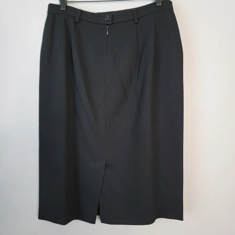 Pendleton VTG Black Wool Pencil Skirt 12 Made USA Timeless Professional Career